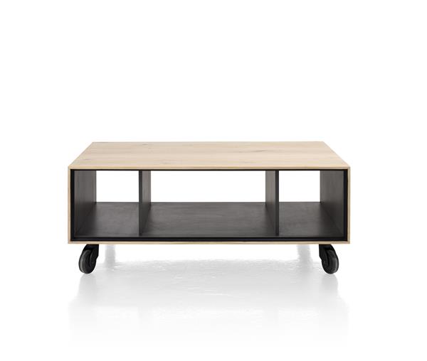 Xooon Elements salontafel 60 x 90 cm. + 3-niches - met zwarte wielen & extra set poten - natural  Bijzettafel