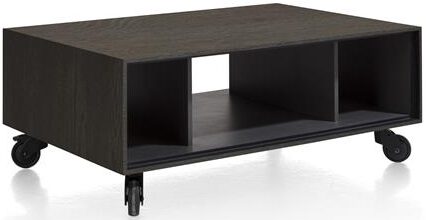 Xooon Elements salontafel 60 x 90 cm. + 3-niches - met zwarte wielen & extra set poten - onyx  Bijzettafel