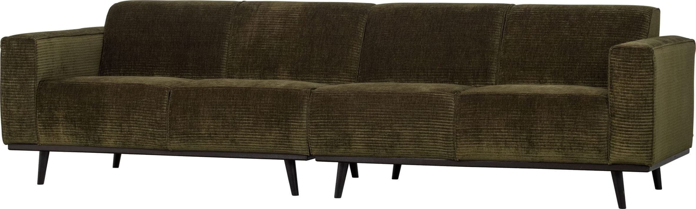 BePureHome Statement 4-zitsbank 280cm Platte Brede Rib Warm Groen Warm green Bank