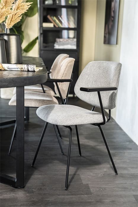 Stoel Lynn met arml - grijs fletcher Eleonora Woonaccessoire 95571
