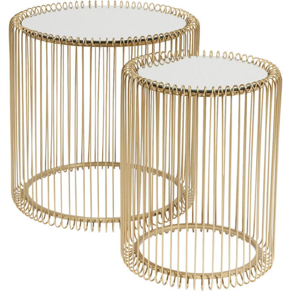 Bijzettafel Table Wire Brass (2/Set) Ø44cm Kare Design Bijzettafel 83457