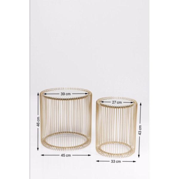 Bijzettafel Table Wire Brass (2/Set) Ã˜44cm Kare Design Bijzettafel 83457