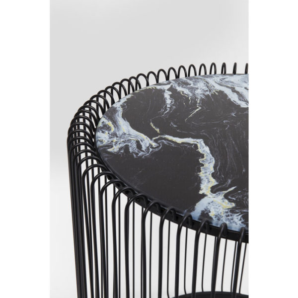 Bijzettafel Table Wire Marble Glass Black (2/Set) Ã˜44cm Kare Design Bijzettafel 84328