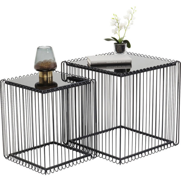Bijzettafel Table Wire Square Black (2/Set) 45x45cm Kare Design Bijzettafel 83621