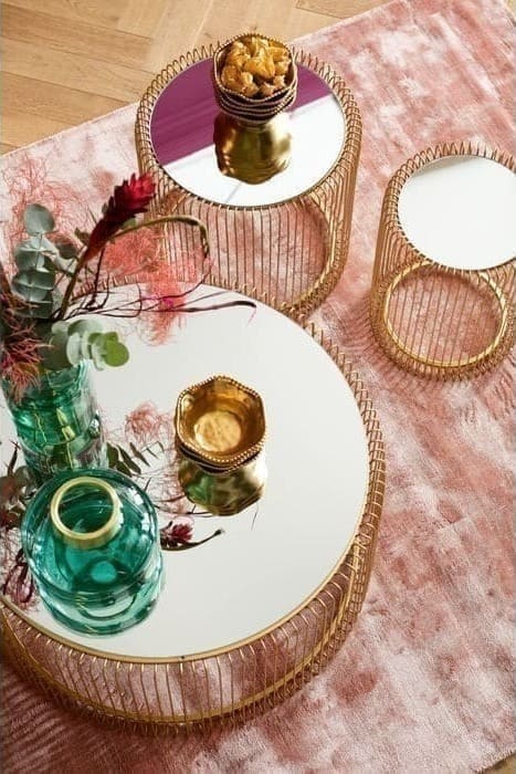 Salontafel Table Wire Uno Brass Ø80cm Kare Design Salontafel 84516