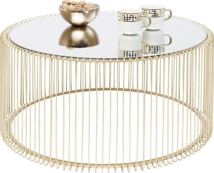 Salontafel Table Wire Uno Brass Ø80cm Kare Design Salontafel 84516