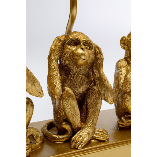 Tafellamp Lamp Animal Three Monkey Gold Kare Design Tafellamp 53222