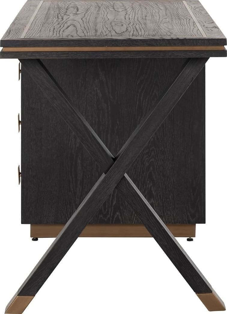 Richmond Interiors Bureau Hunter 3-laden (Brushed Gold) Brushed Gold Bureau