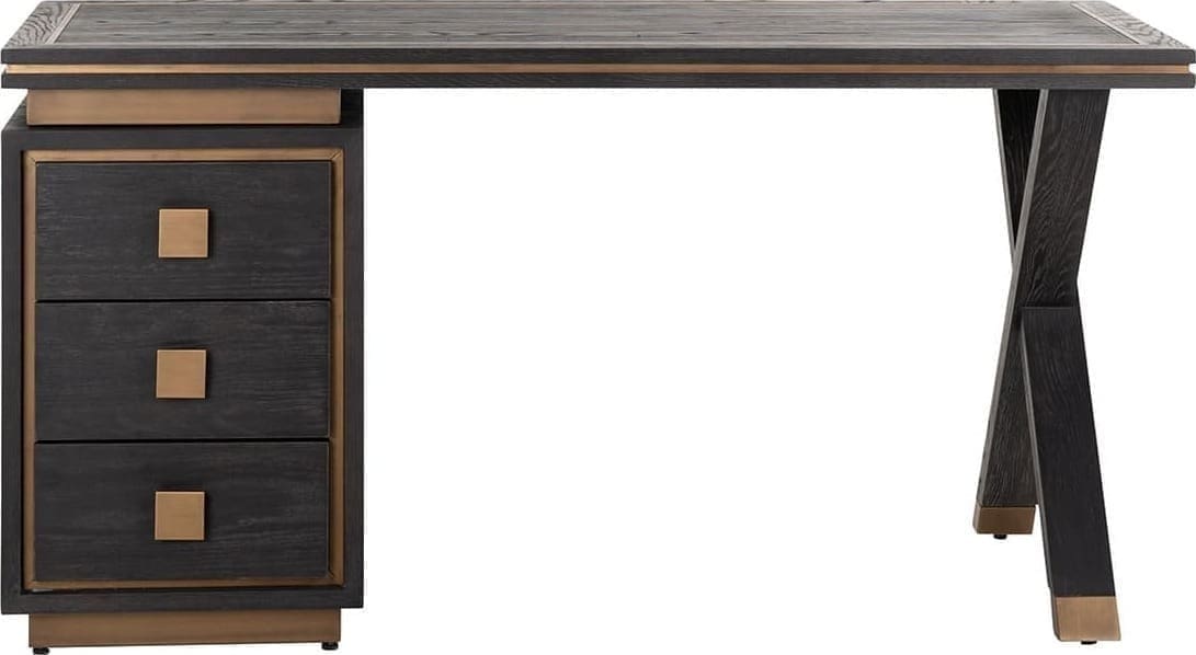 Richmond Interiors Bureau Hunter 3-laden (Brushed Gold) Brushed Gold Bureau