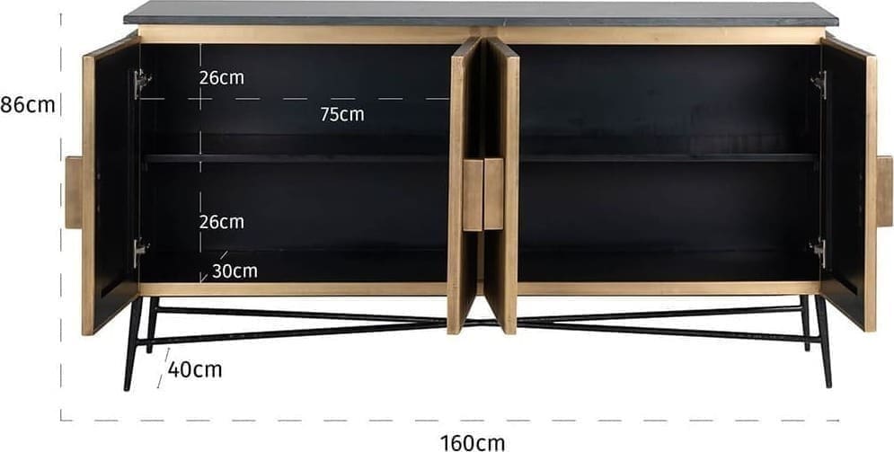 Richmond Interiors Dressoir Ironville 4-deuren Dressoir