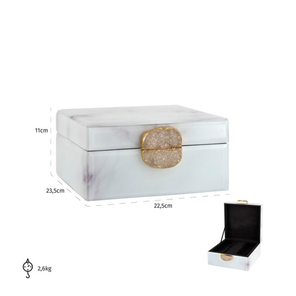 Richmond Interiors Juwelen box Bayou met marmer uitstraling (White) White Woonaccessoire