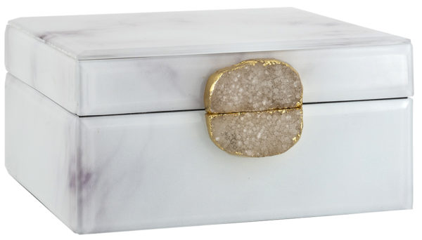 Richmond Interiors Juwelen box Bayou met marmer uitstraling (White) White Woonaccessoire