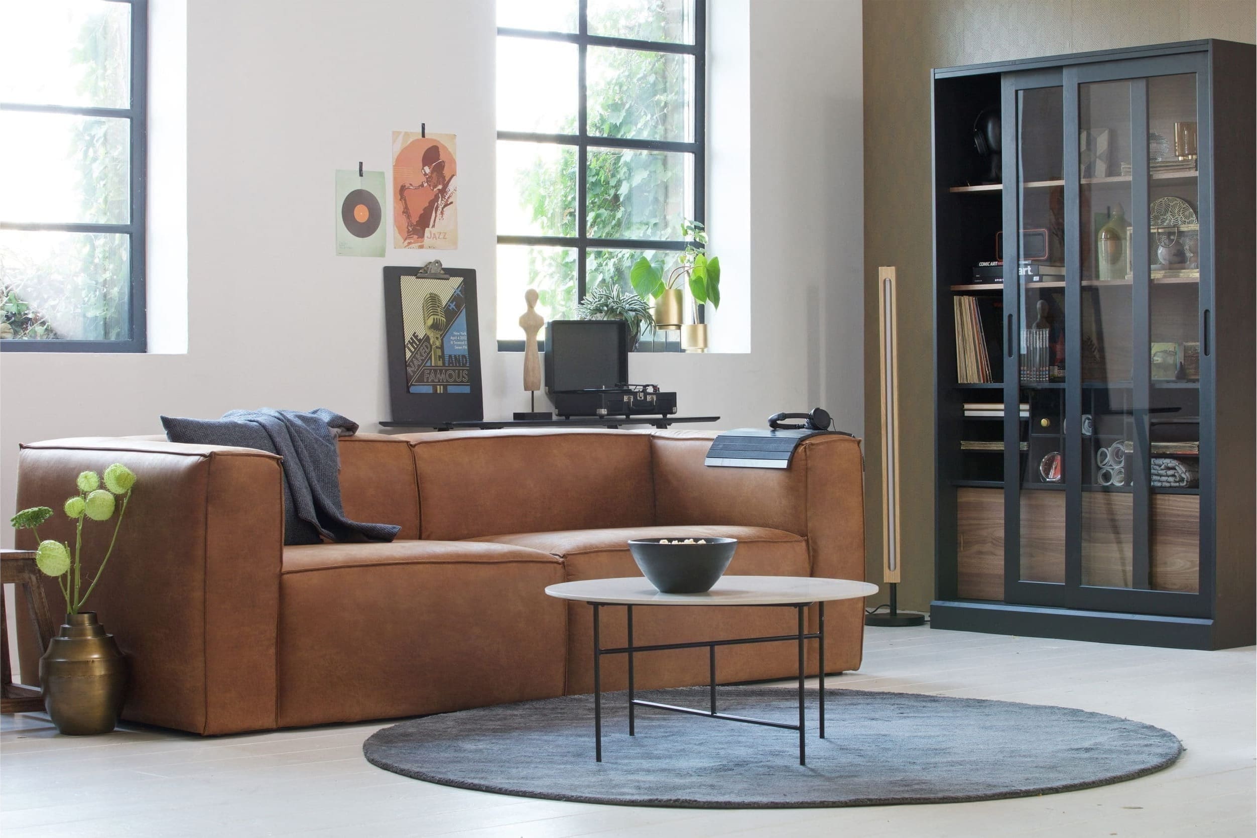 WOOOD Bean 3,5-zitsbank Cognac Cognac Bank
