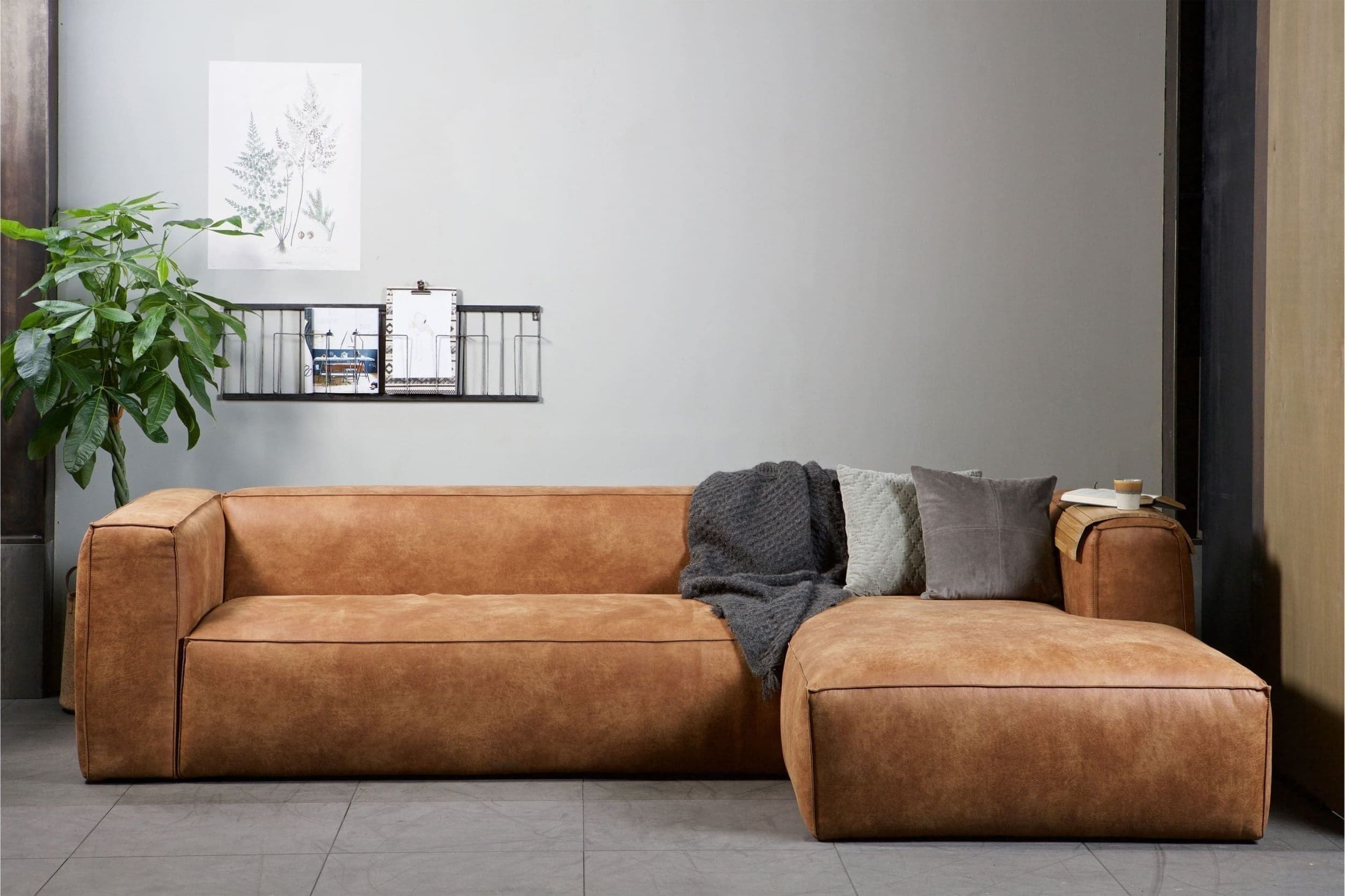 WOOOD Bean Hoekbank Rechts Cognac Cognac Bank
