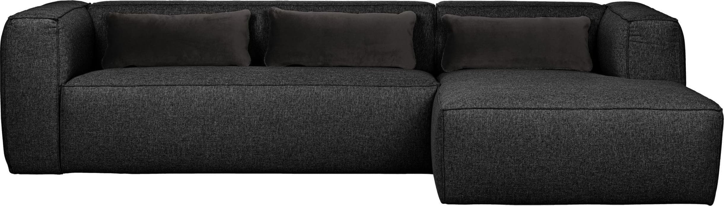WOOOD Bean Hoekbank Rechts Incl. Kussens Donkergrijs Gemeleerd Dark grey Bank