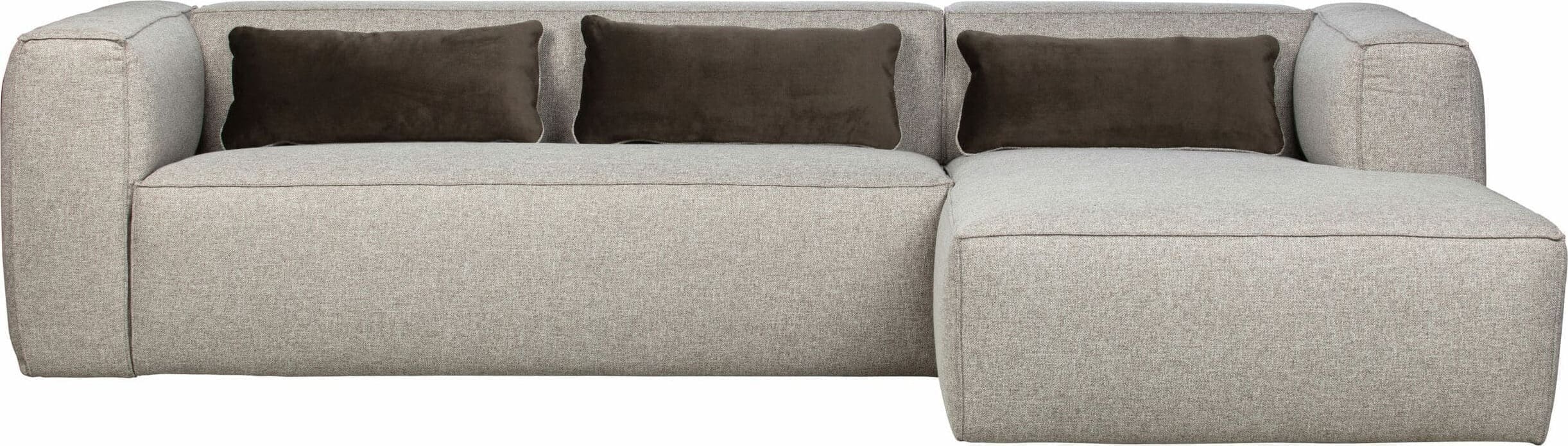 WOOOD Bean Hoekbank Rechts Incl. Kussens Lichtgrijs Gemeleerd Light grey Bank