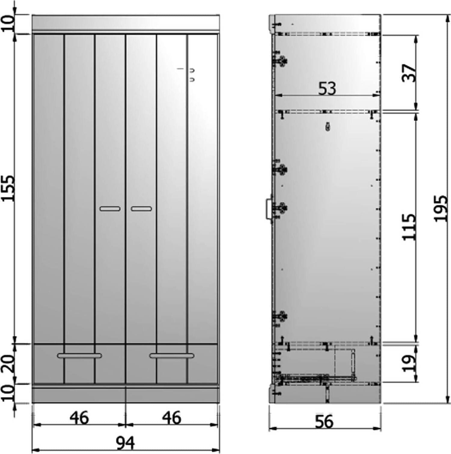 WOOOD Connect - 2 Drs Lade - Strokendeur Wit White Kast