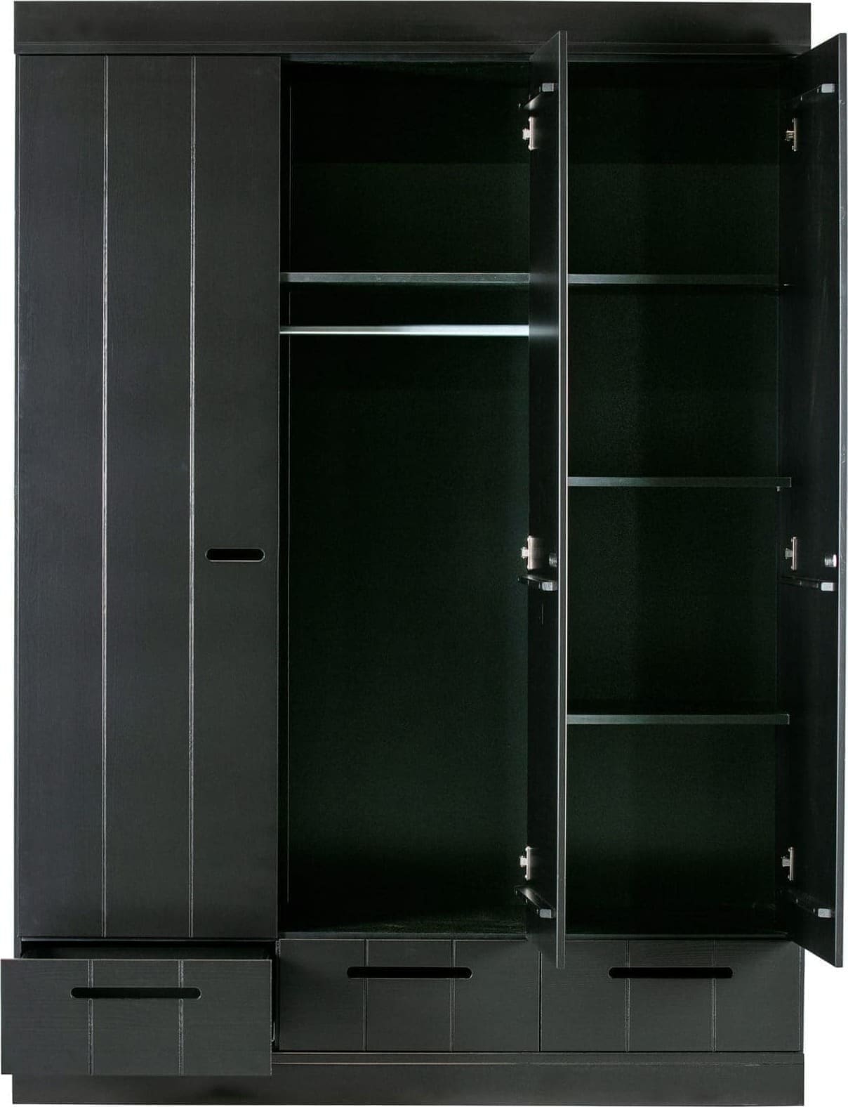 WOOOD Connect - 3 Drs Lade - Strokendeur Zwart Black Kast