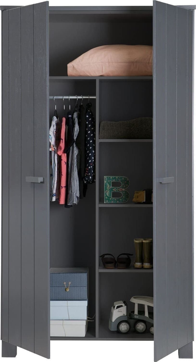 WOOOD Dennis Kast Grenen Steel Grey Geborsteld Steel grey Kast