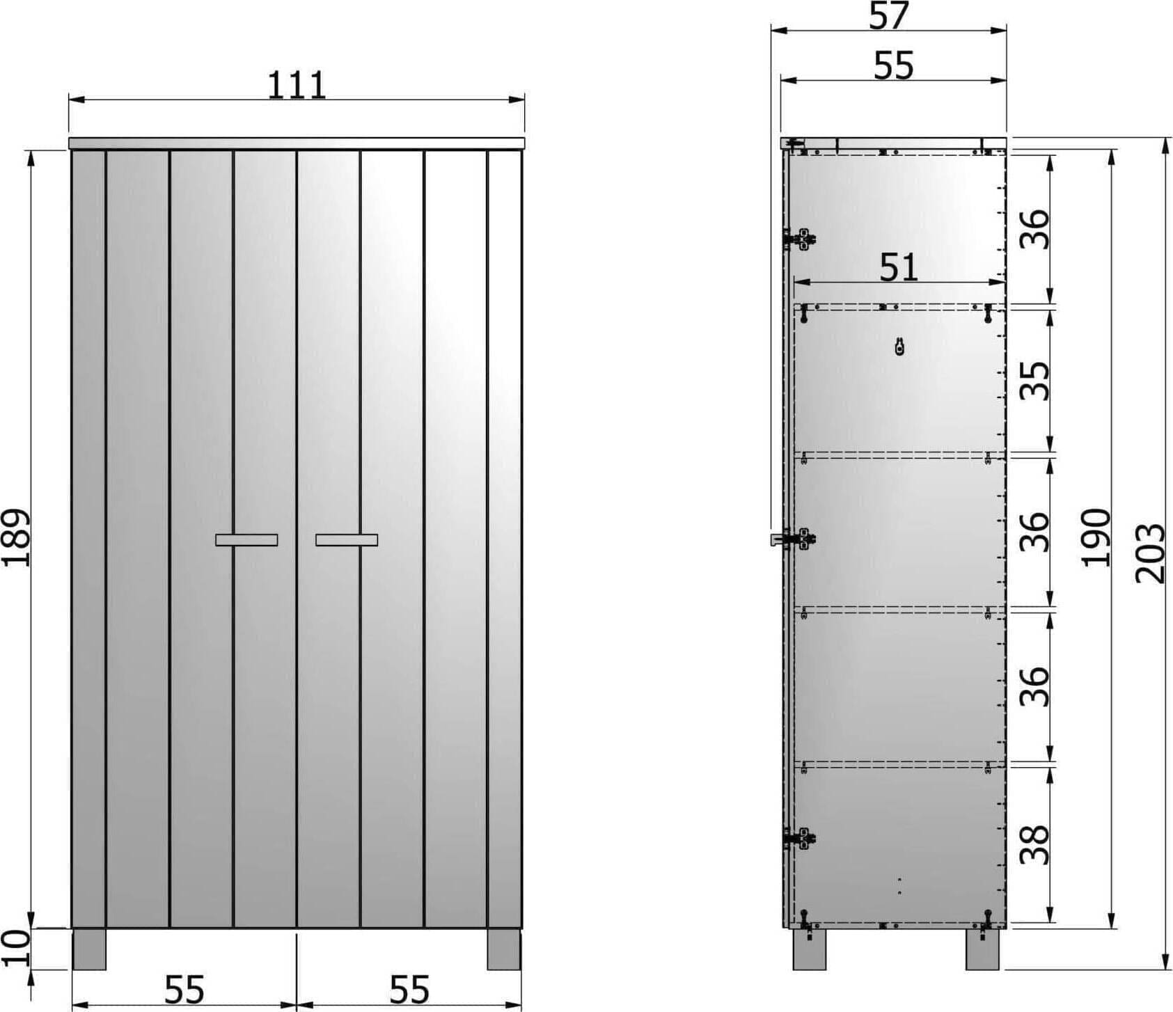 WOOOD Dennis Kast Grenen Steel Grey Geborsteld Steel grey Kast