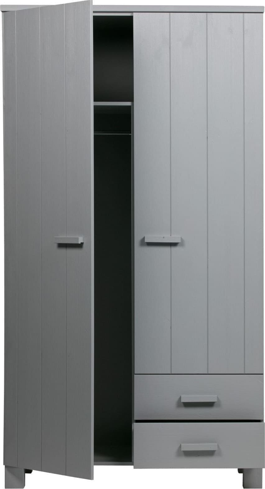 WOOOD Dennis Kast Met Laden Grenen Betongrijs Geborsteld Concrete grey Kast