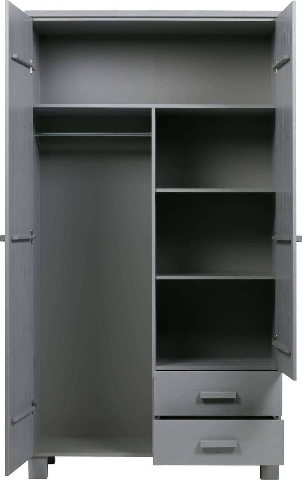 WOOOD Dennis Kast Met Laden Grenen Betongrijs Geborsteld Concrete grey Kast