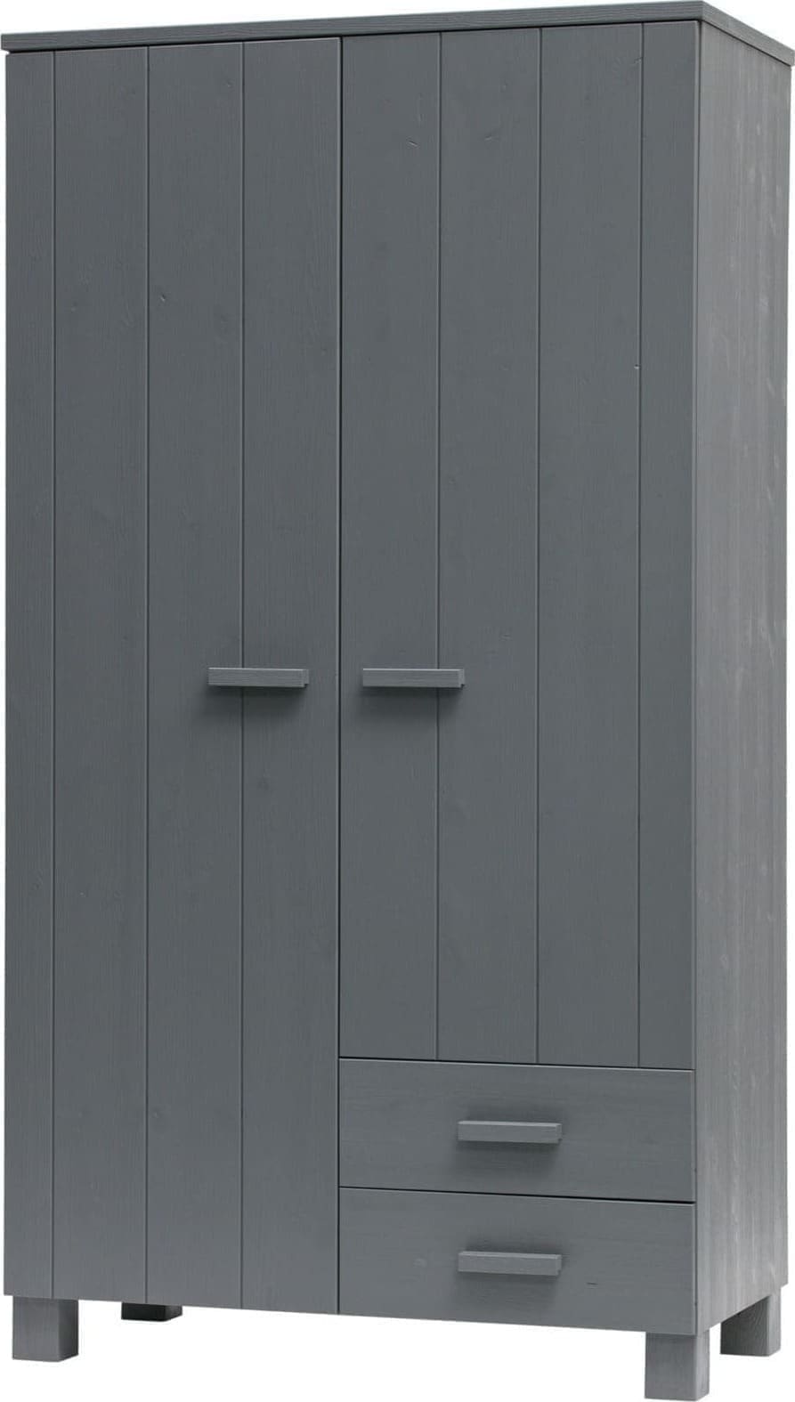 WOOOD Dennis Kast Met Laden Grenen Steel Grey Geborsteld Steel grey Kast