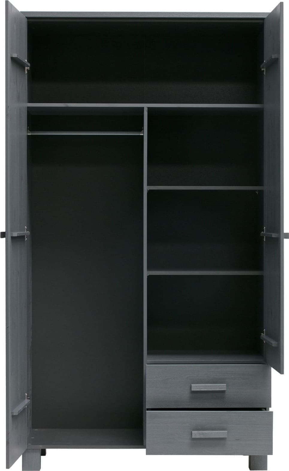 WOOOD Dennis Kast Met Laden Grenen Steel Grey Geborsteld Steel grey Kast