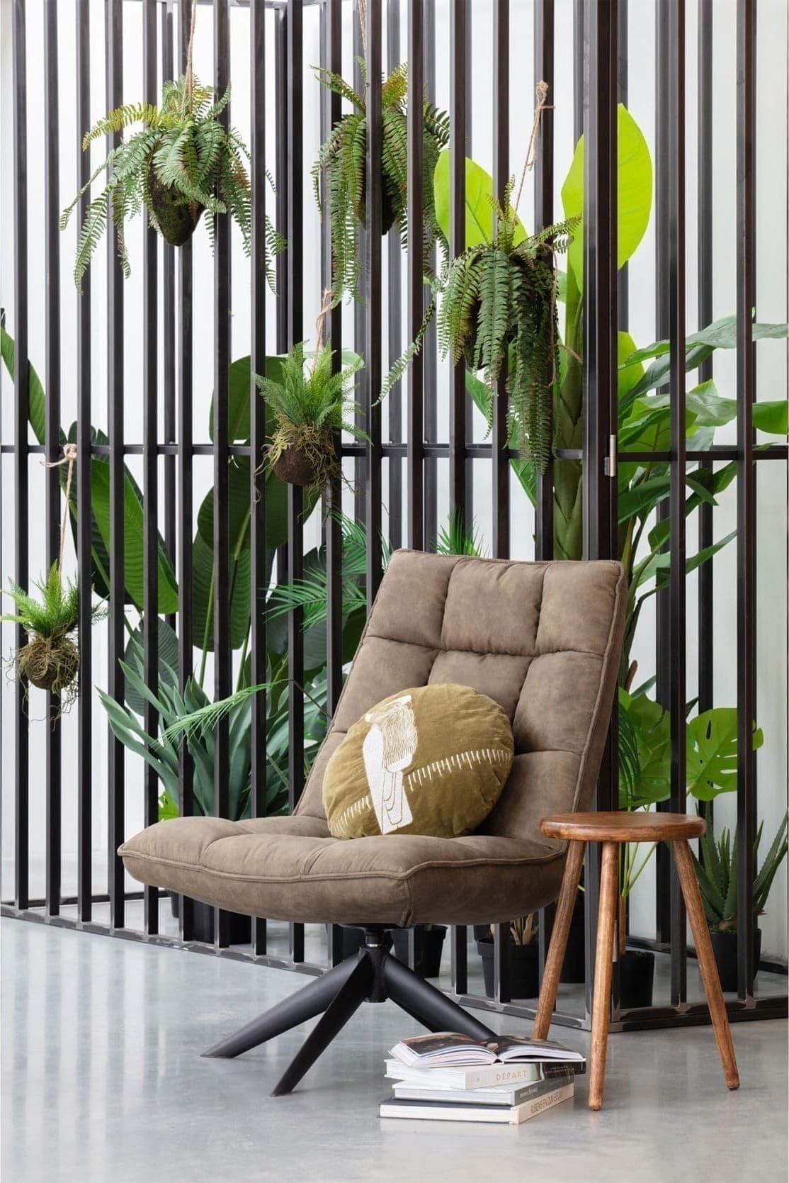 WOOOD Jouke Draaifauteuil Kunstleer Groen Green Bank