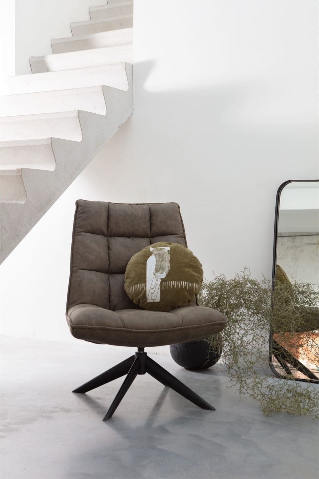 WOOOD Jouke Draaifauteuil Kunstleer Groen Green Bank