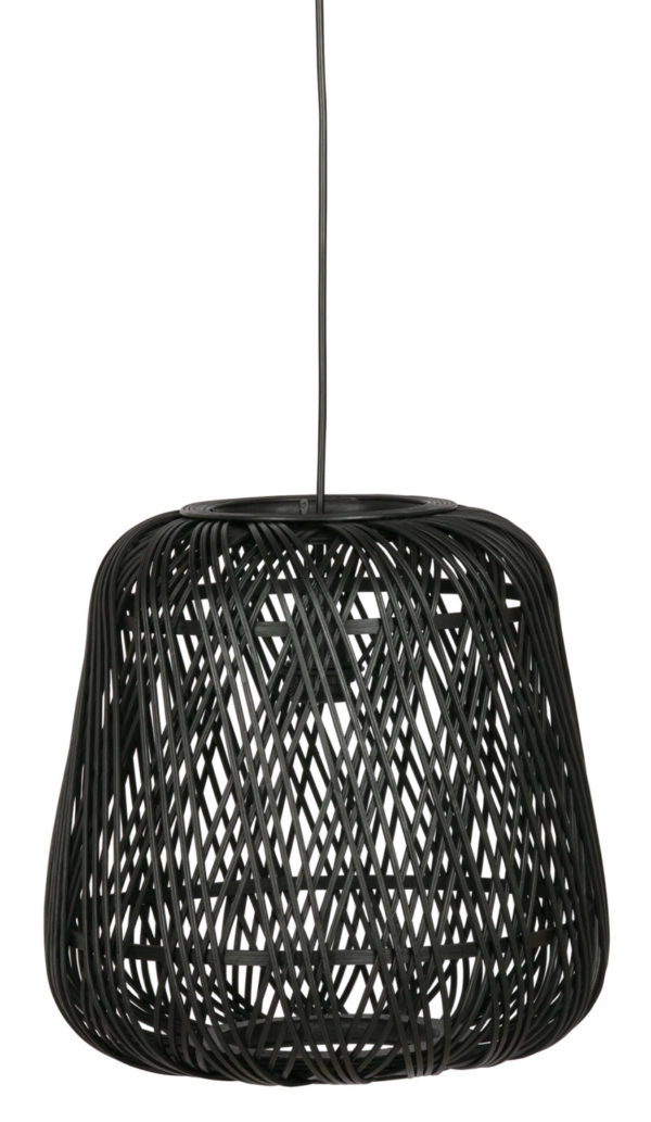 WOOOD Moza Hanglamp Bamboe Zwart 36x36cm Black Lamp