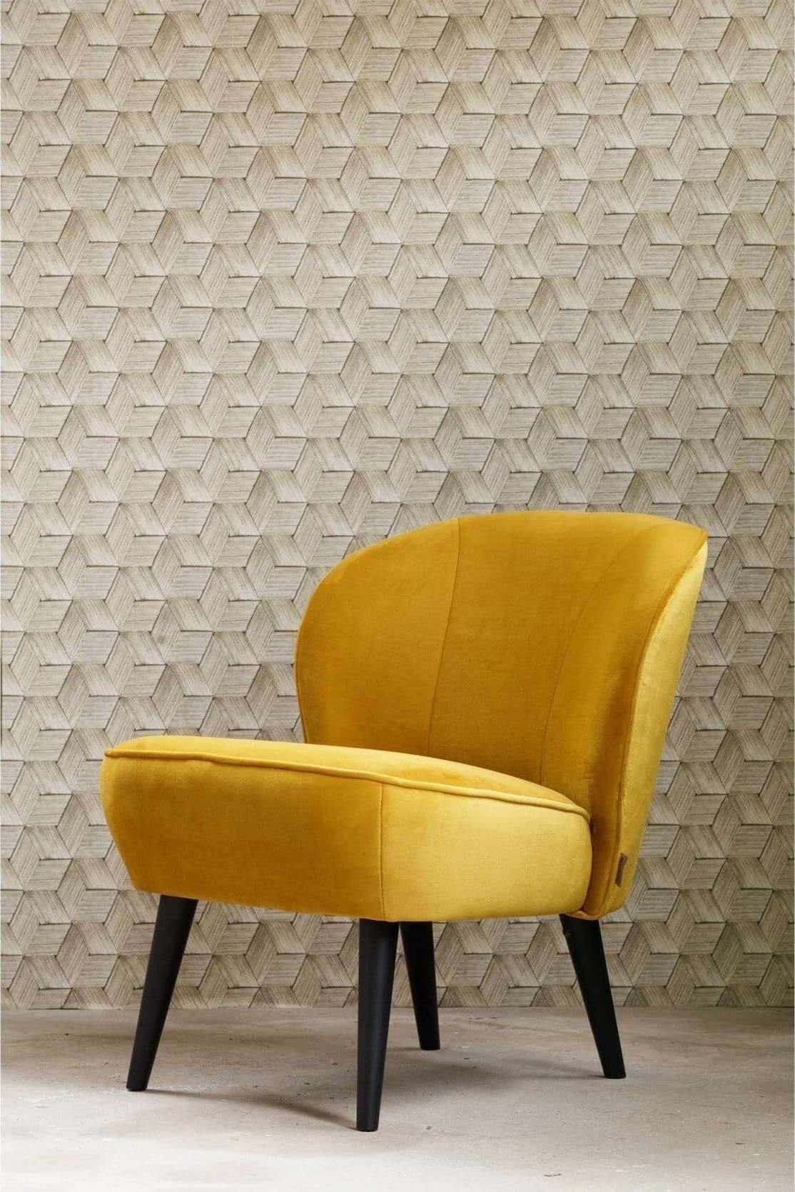 WOOOD Sara Fauteuil Fluweel Oker Ochre Bank