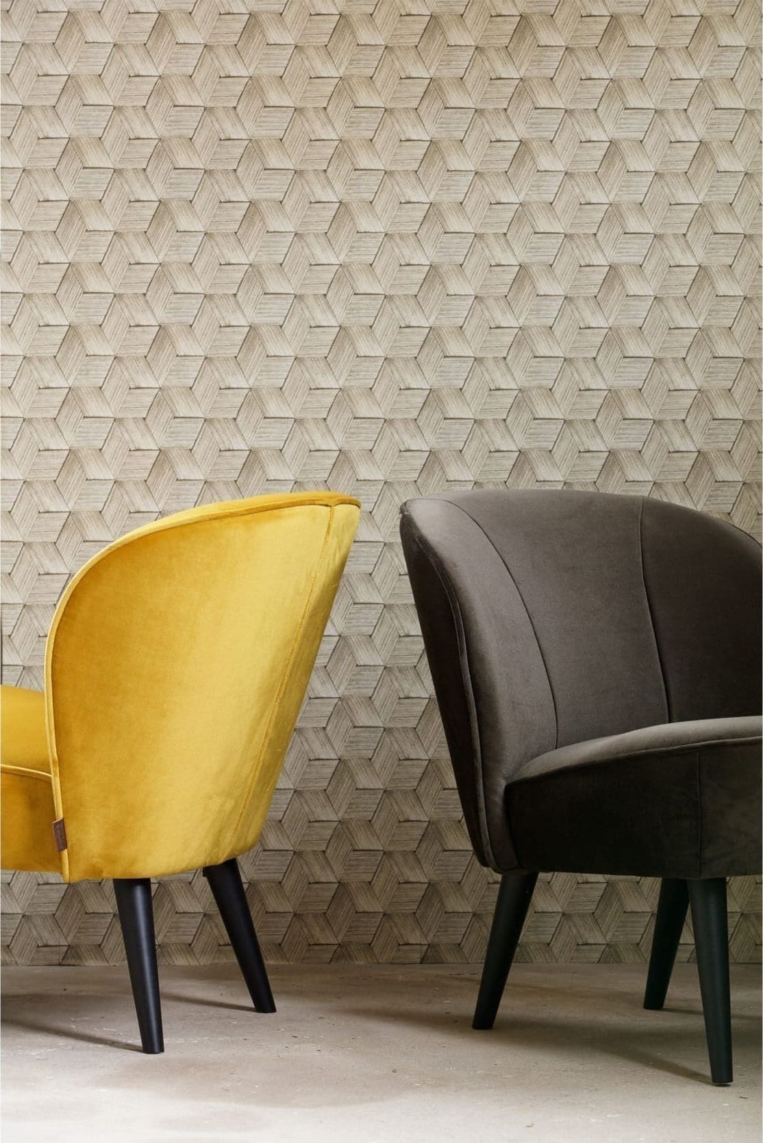 WOOOD Sara Fauteuil Fluweel Oker Ochre Bank