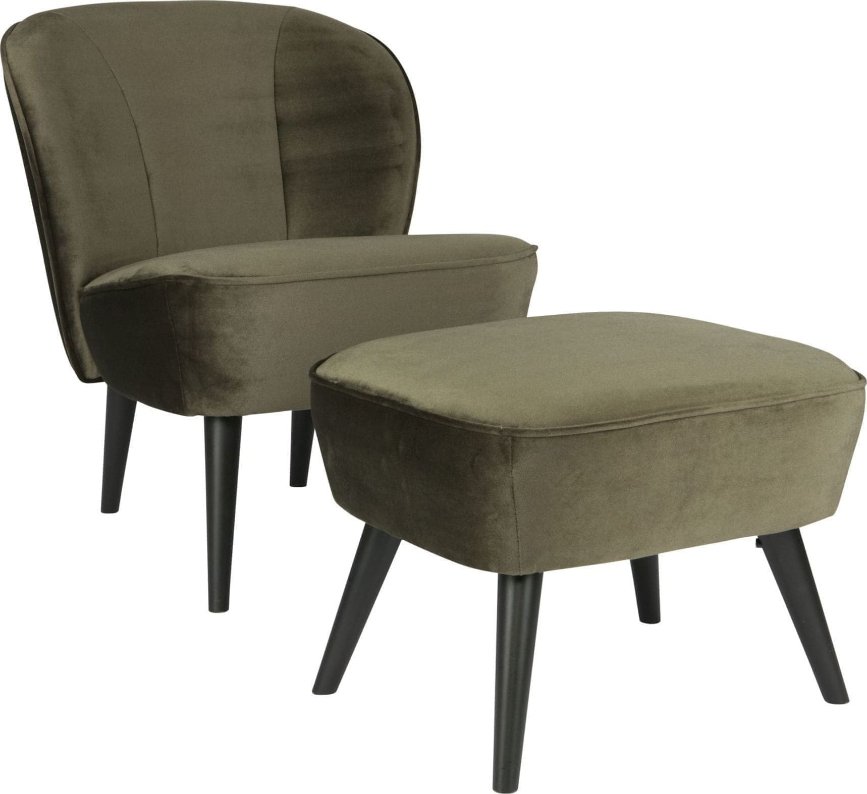 WOOOD Sara Fauteuil Fluweel Warm Groen Green Bank