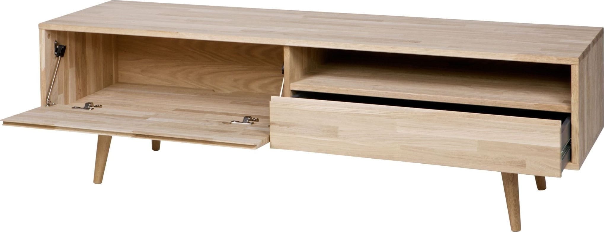 WOOOD Tygo Tv Meubel 150 Eiken Met Retro Poten Oak Kast