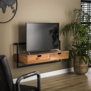 Neem een ​​bad neerhalen Tablet Tv-meubels met hout en staal ⋆ Löwik Wonen & Slapen