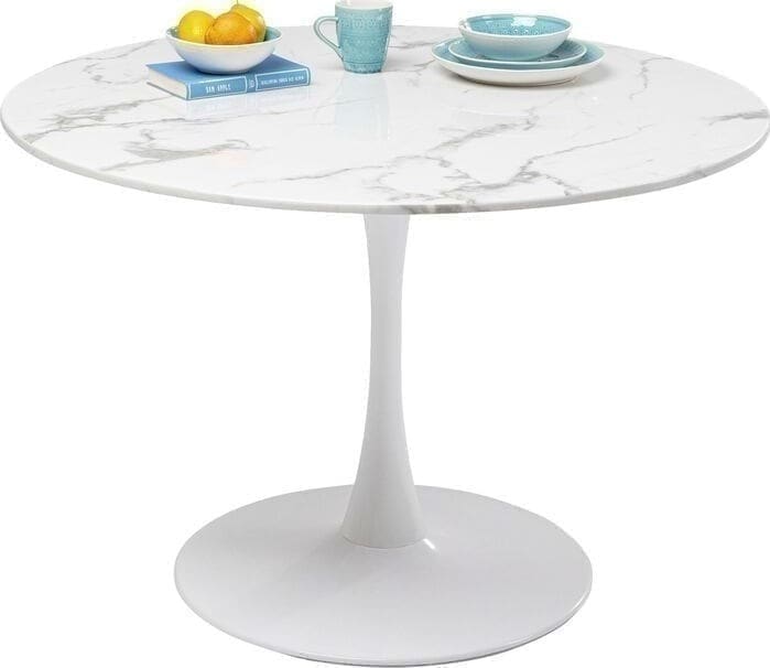 Eettafel Veneto Marble White Ø110cm Kare Design Eettafel 86017