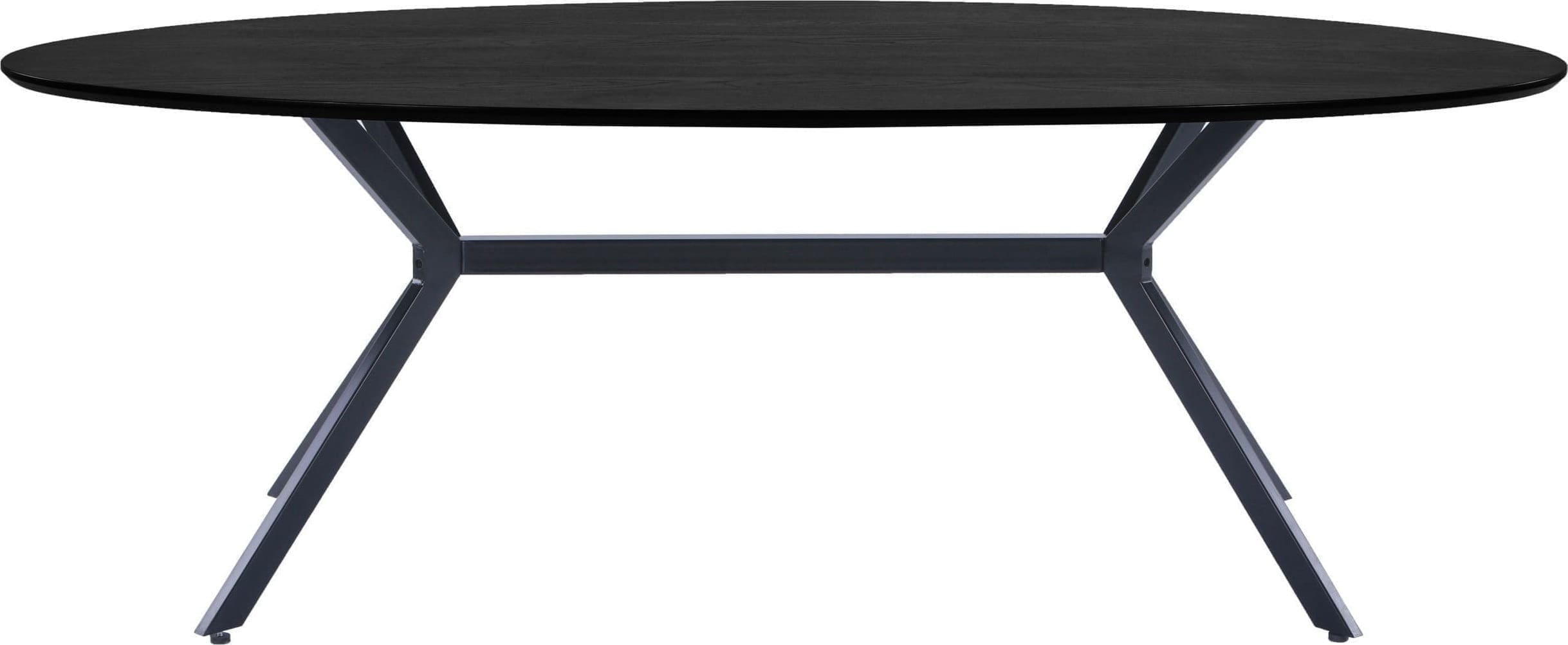 WOOOD Bruno Eettafel Ovaal Mdf Zwart 220x100cm Black Eettafel
