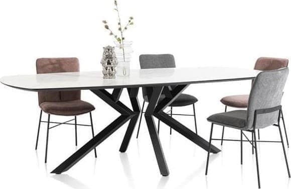 Xooon Masura bartafel ovaal - 150 x 105 cm - (hoogte 92 cm) - wit Eettafel