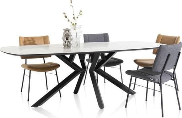 Xooon Masura bartafel ovaal - 150 x 105 cm - (hoogte 92 cm) - wit Eettafel