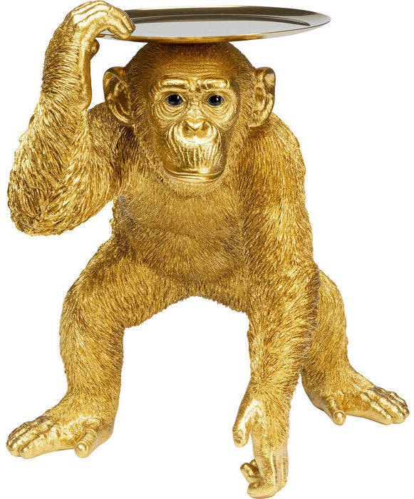 Beeld Figurine Playing Chimp Butler Gold - 52cm