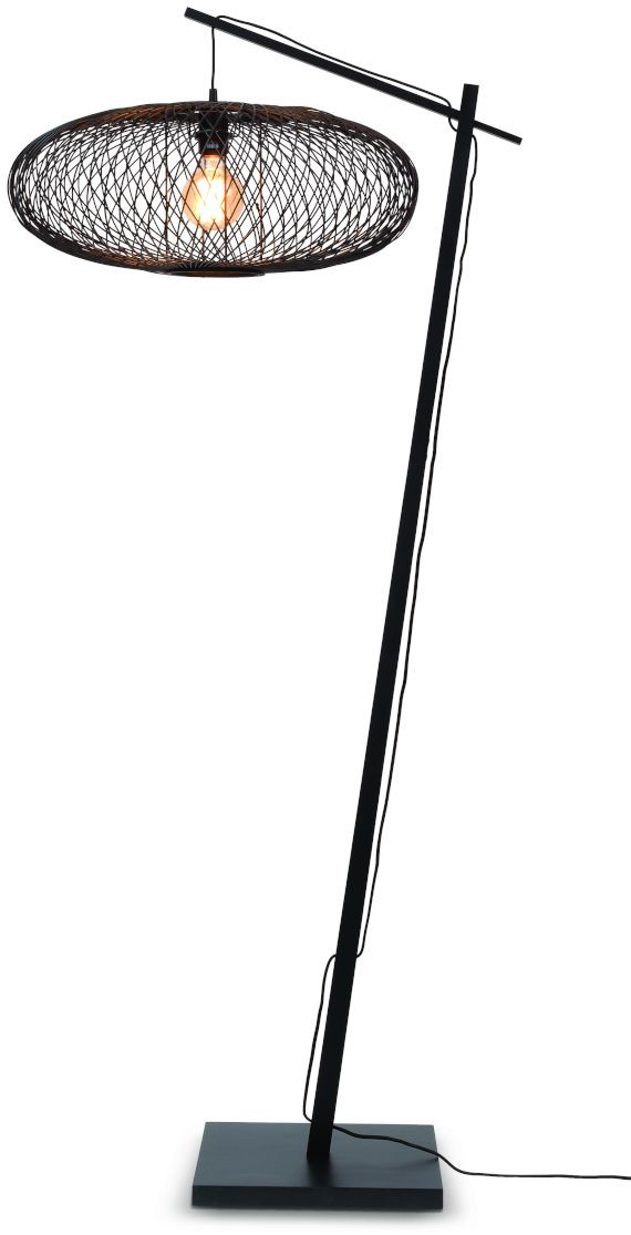 Vloerlamp Cango bamboe zw. h.176cm - kap 60x25cm - zwart