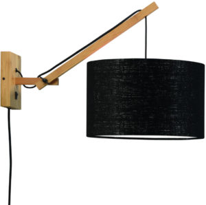 Wandlamp Andes bamboe nat./kap 32x20cm eco linnen zw., S it's about RoMi Wandlamp ANDES/W2/N/3220/B