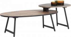 Xooon Torano set salontafels - 65 x 50 cm (zwart) + 110 x 60 cm (walnoot) Bijzettafel