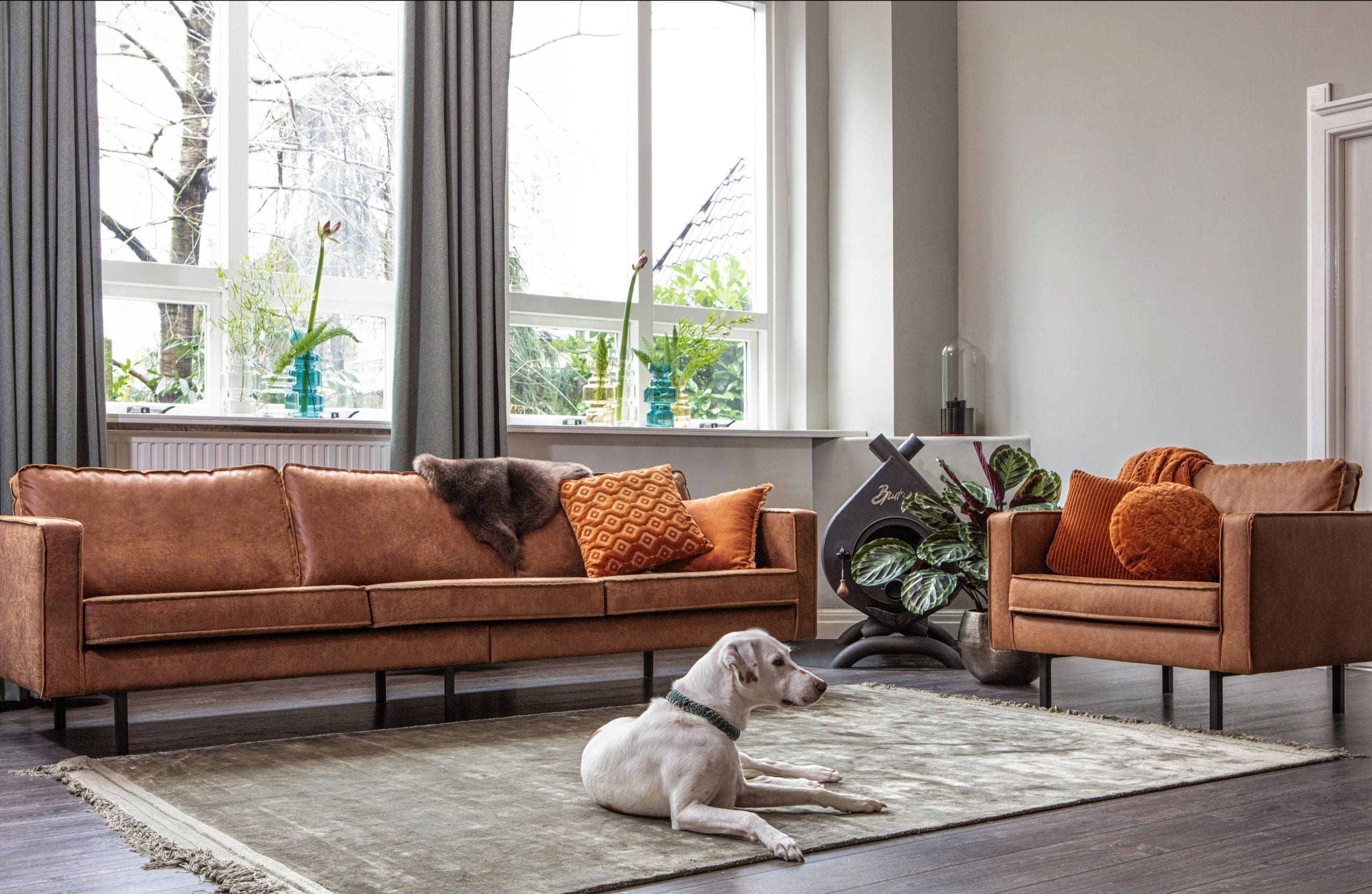 BePureHome Rodeo 3-zitsbank Cognac Cognac Bank