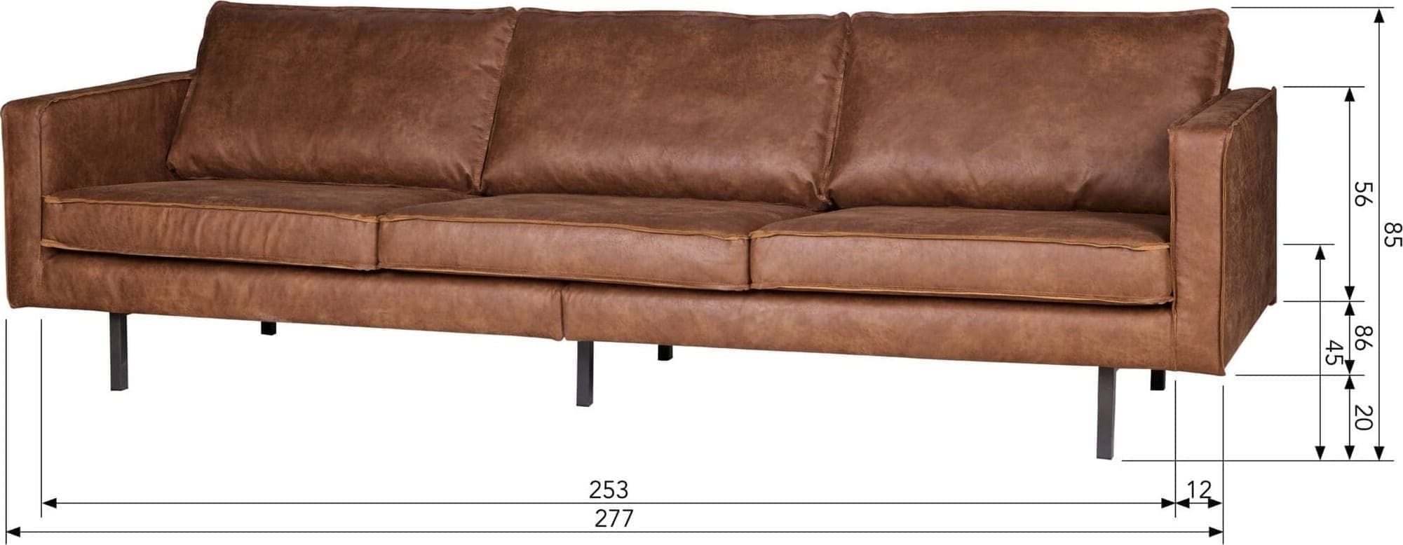 BePureHome Rodeo 3-zitsbank Cognac Cognac Bank