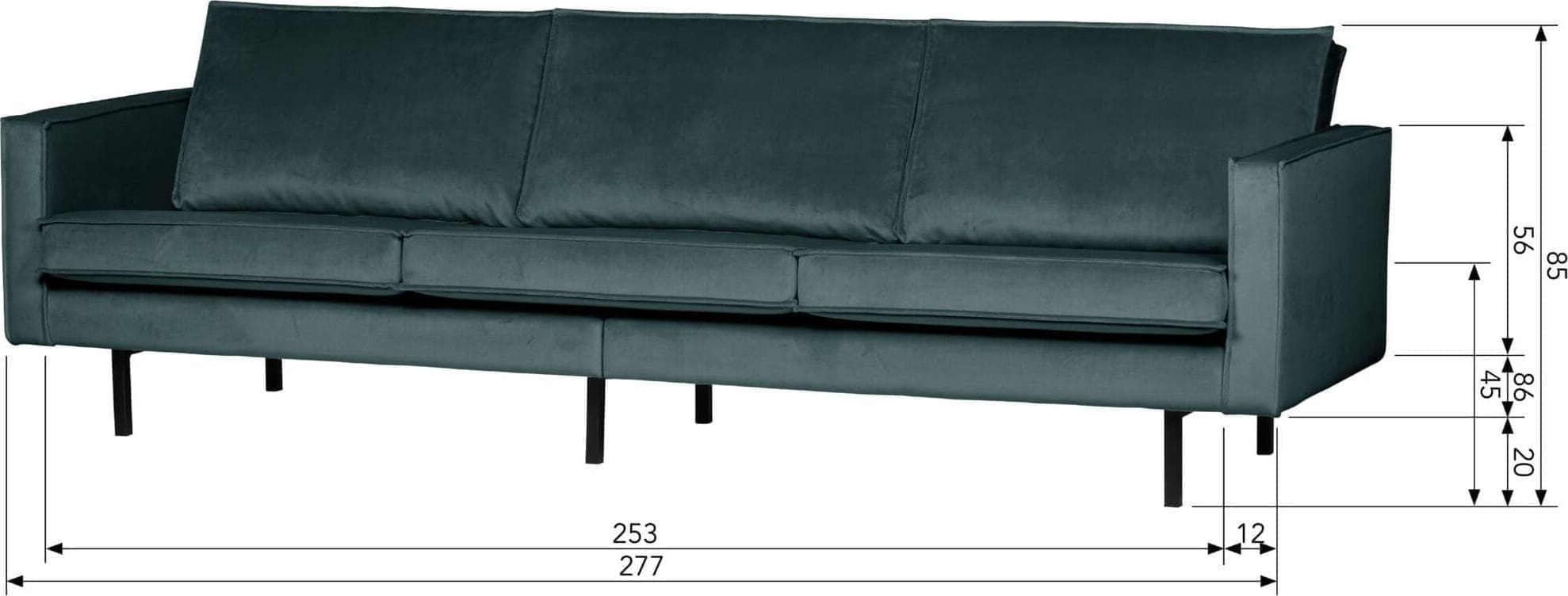 BePureHome Rodeo 3-zitsbank Velvet Teal Teal Bank