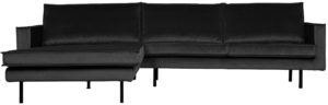 BePureHome Rodeo Chaise Longue Links Velvet Antraciet Anthracite Bank