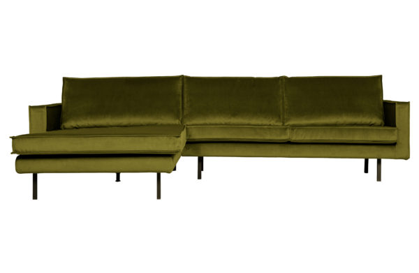 BePureHome Rodeo Chaise Longue Links Velvet Olive Olive green Bank