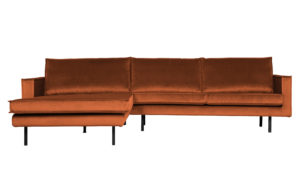 BePureHome Rodeo Chaise Longue Links Velvet Roest Rust Bank